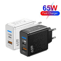65W Fast Charging Charger Muti Plugs USB PD Quick Charging Type C Wall Adatper For iPhone Xiaomi Samsung Goolge OPPO Vivo US EU