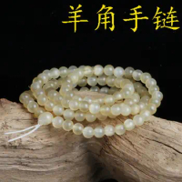 Tibetan Buddhism 108 Natural Ram's Horn Prayer Beads Mala Necklace