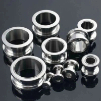 Anting Piercing Anting Plug Earplug Titanium Stainless Steel Anti Karat Anti Luntur Black Perhiasan 