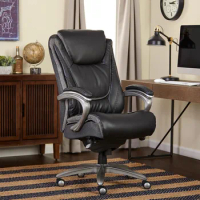 Big and Tall Smart Executive Office Ergonomic Computer Chair with Layered Body Pillows, Faux Leather, Black and Gray