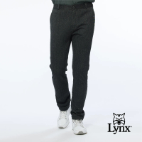 【Lynx Golf】男款日本進口布料側邊剪接設計牛仔褲款式平口窄管休閒長褲(黑色)