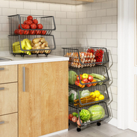 廚房置物架落地多層可移動水果蔬菜玩具鍋架收納筐不銹鋼手推車籃