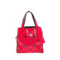 【ISSEY MIYAKE 三宅一生】BAOBAO 新款CARAT系列亮面3x3三角格手提包(紅色)