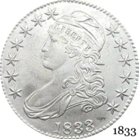 United States Of America Liberty Eagle 1833 50 Cents ½ Dollar Capped Bust Half Dollar Cupronickel Silver Plated Copy Coin
