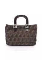 Fendi 二奢 Pre-loved Fendi Zucca Handbag tote bag canvas leather Brown Dark brown