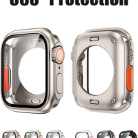 Case for Apple Watch 44mm 45mm 41mm 40mm Screen Protector 1:1 Upgrade To Ultra 49mm PC Cover+Glass iwatch series 9 8 7 6 5 SE 4