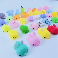 4pcs Mini Soft Squeeze Toy Cartoon Cat Squishy Kawaii Animal Fruit XMAS Stress Reliever Slow Rising Anti Stress Toys For Office