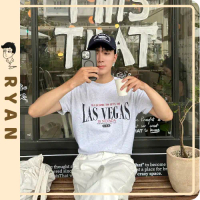 COD Áo thun nam LAS VEGAS ngắn tay vải cotton cổ bo tròn thương hiệu RYAN form rộng phong cách Hàn Q