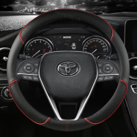 Leather Steering Wheel Cover for Toyota Corolla Fortuner Sequoia Auris Avensis YARIS Vios Celica 86 Auto Accessories