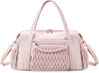 BAGSMART Quilted Duffle Bag for Women Weekender Overnight Gym Travel Carry-On Bag Black