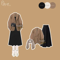 Oneset Kuliah Kerja (Hijab Blazer Rok Hitam) OOTD Hijab Korean Style TS-050