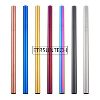 1000Pcs 215mmx12mm High Quality Colorful Straw 304 Stainless Steel Straws Reusable Bent Metal Drinking Straw with Cleaner Brush