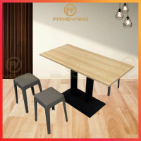 Fayeyang Dining Table Set 1+4 Wood Top Cafe Table 75cm Meja Makan Meja Kafe Restaurant Dining
