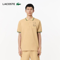 【LACOSTE】男裝-Original L.12.12 刺繡漆皮棉質短袖Polo衫(卡其色)