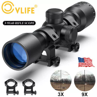 CVLIFE 3-9x40 Compact Rifle Scope Mil-Dot With 20mm Ring Mounts for Quick Aiming