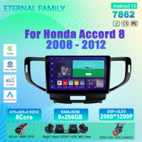 Androud 13 For Honda Accord 8 2008 - 2012 Autoradio Stereo Radio Camera Monitor Screen Multimedia Video TV Navigation GPS QLED