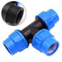 PP Fitting Screw Clamp Connector PE Pipe Joint 20/25/32/50mm PE Pipe 3-Way Ball Valve Pipes Accessories