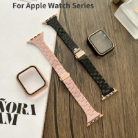 Resin strap + case For Apple watch 7 45mm 41mm 6 5 4 SE 44mm 40mm Smart Watch Accessories Replacement Strap For iwatch 3 38/42mm