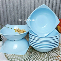 Promo 6 Pcs Mangkok Melamin Dinnerware 7 Inc / Mangkok Melamin Cantik Tebal Dantahan Panas Biru Hija