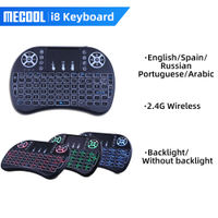 I8 Russian English Portuguese Spanish Arabic Backlit Wireless Mini Keyboard Air Mouse Remote Control with Touchpad For