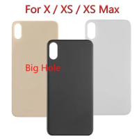5PCS OEM Big Hole Back Glass Back Battery Cover Rear Door For iPhone X XR XS MAX Housing XS Back Glass Case