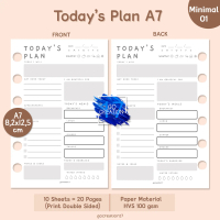 Gocreation17 Kertas Planner Isi Binder Today's Plan Simple Minimalis A7 Paper