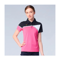 【Jack Nicklaus 金熊】GOLF女款彈性配色吸濕排汗高爾夫球衫/POLO衫(桃紅色)