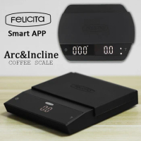 Felicita Arc Drip Coffee Scale Smart Bluetooth Rechargable Digital Coffee Scale 2kg/0.1g Espresso Scale With Type-c Cable