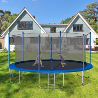 14FT Trampoline with Safety Enclosure Net,Heavy Duty Jumping Mat and Spring Cover Padding for Kids and Adults, Ladder