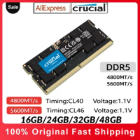 Crucial DDR5 Memory Stick 4800MHz 5600MHz 16GB 32GB 24GB 48GB CL46 SODIM RAM for Laptop Dell Lenovo Asus Computer Memory Stick