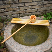 水倒流擺件竹排水勺石槽魚缸竹子日式庭院景觀竹流水器裝飾造景觀