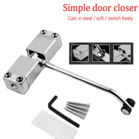 Adjustable Automatic Door Closer Stainless Steel Invisible Door Spring Buffer Door Closer Suitable For Home Office Door 30kg