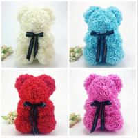 Artificial Preserved Teddy Bear Roses 25cm, Big Teddy Rose Bear With Gift Box For Valentines' Gift