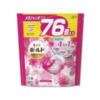 【日本P&amp;G】4D炭酸機能4合1強洗淨消臭留香柔軟洗衣凝膠球-牡丹花香粉紅袋76顆(洗衣膠囊洗衣球平輸品)