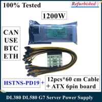 LSC Refurbished 1200W ETH PSU For HP DL380 DL580 G7 Server Power Supply WIth Cable Board HSTNS-PD19 570451-101 DPS-1200FB-1 A
