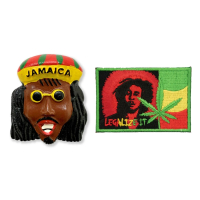 【A-ONE 匯旺】牙買加特色黑人外國地標磁鐵+巴布·馬利 雷鬼歌手外套電繡2件組冰箱磁鐵 白板磁鐵(C184+138)