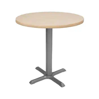Modern Round Café Bistro Table Maple Wood Top/Silver Base 30" Small Spaces Dining Coffee Cocktail Party Durable Stain-Resistant