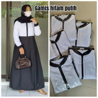 YN - Gamis Seragam Kerja Hitam Putih | Dress Kerja Dinas PH Putih Hitam Muslim Toyobo Wanita