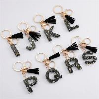 Rantai Kunci Resin Hitam 26 Huruf Inggeris Loket Hiasan Sut Gaya Mudah Loket Beg galas,keychain hold