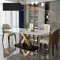 Italian luxury marble dining table and chair combination rectangle creative design dining table luxury furniture