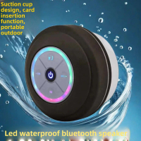 Creative Suction Cup LED Flashing Music Bluetooth Waterproof Bathroom Speaker Portable Mini Speaker 