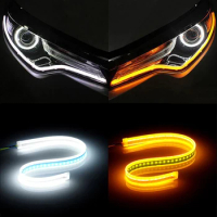 2 pcs 30cm 45cm 60cm Flexible Tube Strip led car Daytime Running Lights Turn Signal Flowing Headlight LED Strip Light