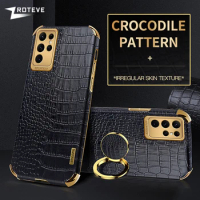 For S24 Ultra ZROTEVE Crocodile Leather Plating Silicone Soft Cover For Samsung Galaxy S23 S22 S21 S20 FE Note 20 10 Plus Case