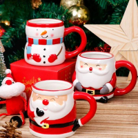 Creative Christmas Socks Cup Cute Christmas Snowman Ceramic Mug Girl Couple Christmas Gift Water Cup