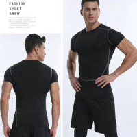 Short Sleeve Tshirt Compression Shirt Men Fitness Gym Running Shirt Breathable Short Sleeve Sport T-shirt Quick Dry Gym Clothes