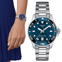 【TISSOT 天梭 官方授權】SEASTAR1000海星系列 深藍 潛水女錶 / 36mm 禮物推薦 畢業禮物(T1202101104100)