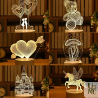 FankanmaLO Uonehome Ready to Ship H034 Small 3D Table Lamp, Acrylic Led Lamp, Birthday Gift Home Dec