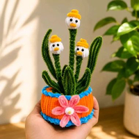 Bunga Kawat Bulu Mini Pot Bebek Lucu | Pajangan Meja Pipe Cleaner Aesthetic | Kado Ulang Tahun Wisud