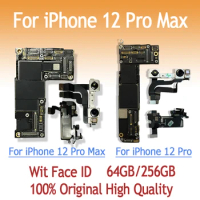 Original Motherboard for iPhone 12 Pro Max, Face ID Logic Board, Mainboard with IOS, Free iCloud, 64GB, 128GB, 256GB