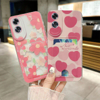 กระเป๋าใส่บัตรออโต้ออกแบบใหม่, ดอกไม้เรียบง่าย, เคสโทรศัพท์แบบใส, เข้ากันได้กับ OPPO A60, A79, A18, 